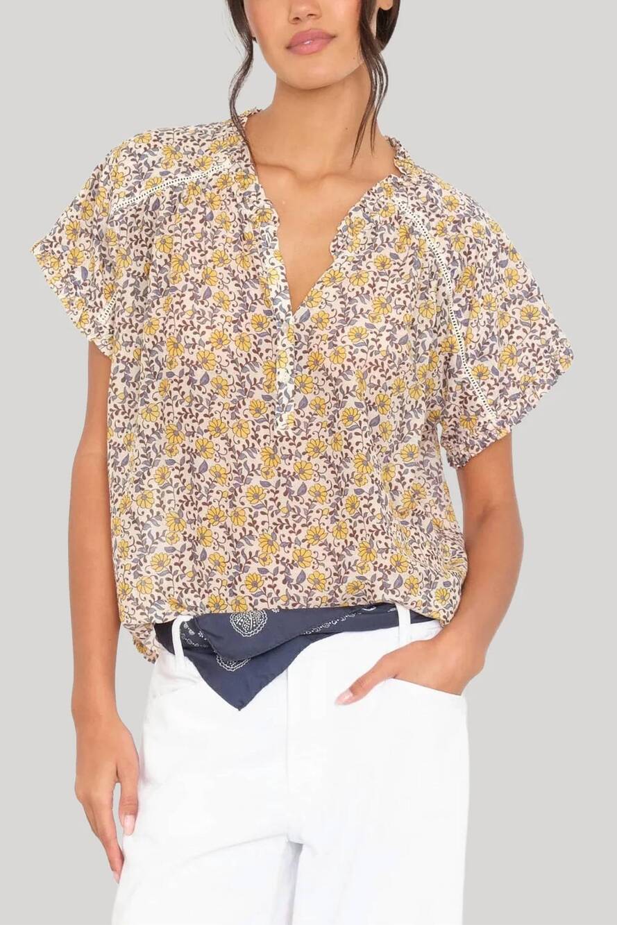 NEW XIRENA baylee floral top in sun petals yellow